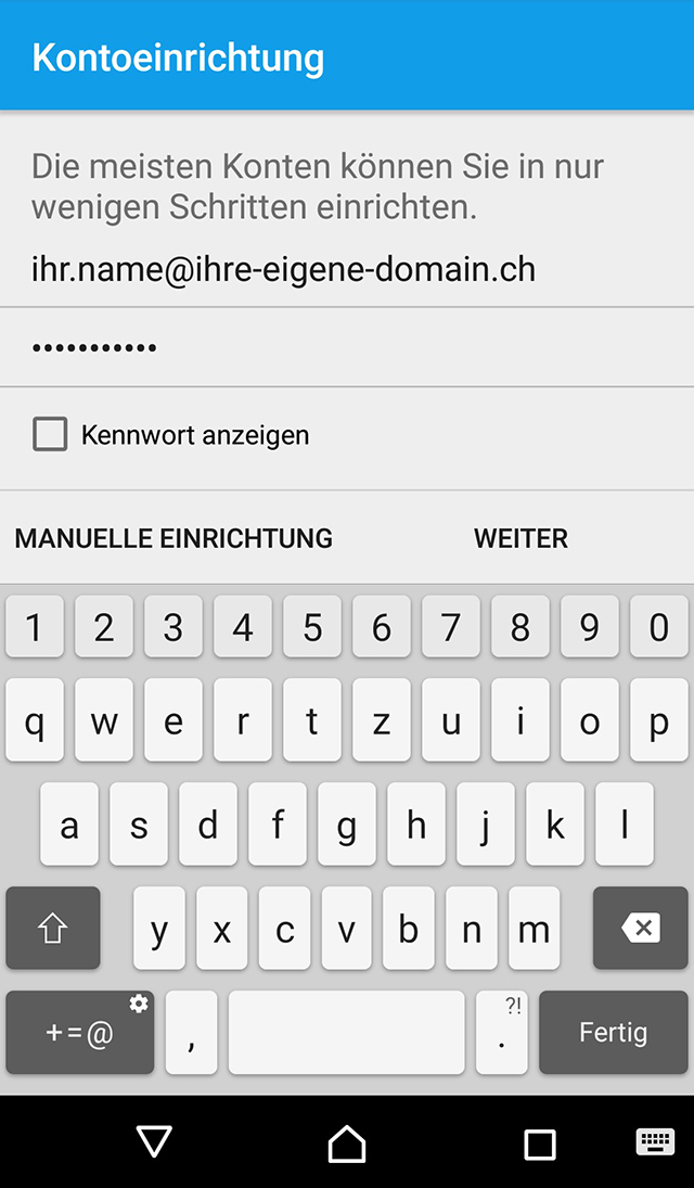 E-Mail-Konfiguration mit Android